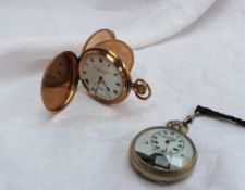 A 9ct yellow gold hunter pocket watch, t