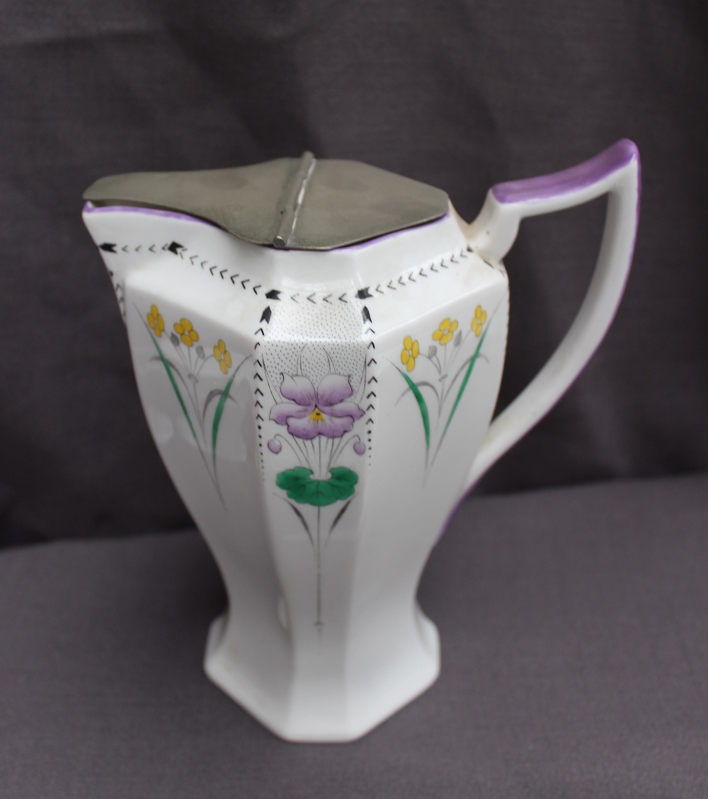 A Shelley part tea set decorated with garden flowers, including a large bowl, plate, teapot, - Image 5 of 5