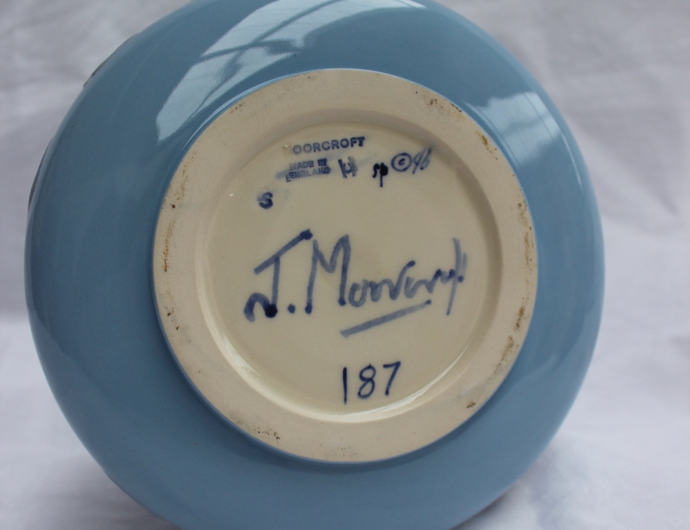 A modern Moorcroft pottery vase, in the "Yacht" pattern, impressed and printed marks, signed "J. - Image 4 of 4