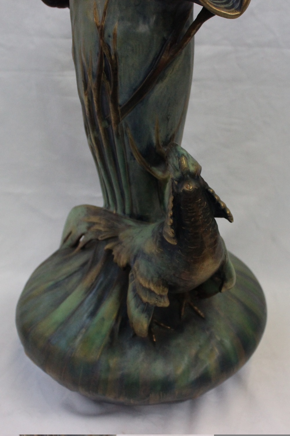An Amphora pottery vase of naturalistic form modelled with a pheasant to a design by Edward - Image 3 of 5