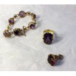 An amethyst dress ring, the large oval f