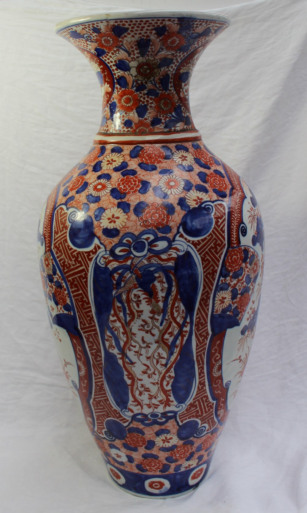 A large 19th century Japanese Imari porcelain baluster vase, decorated with prunus blossom and - Image 3 of 6