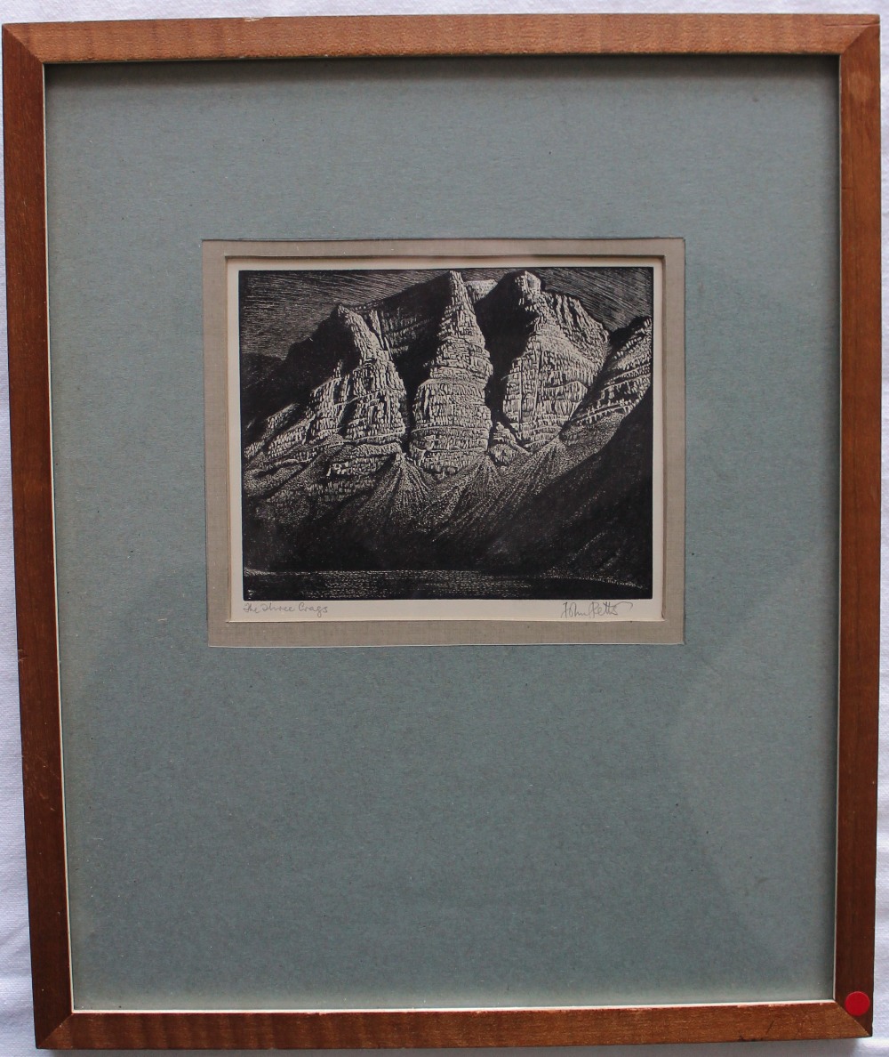 After John Petts The Three Crags An etching Signed and inscribed in pencil to the margin 10 x 12. - Image 3 of 4