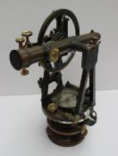 An Adie & Son brass theodolite, with a three screw base, silvered dial inscribed Adie & Son, Princes