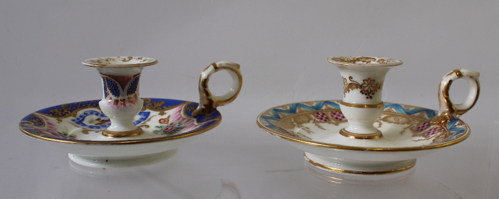 A 19th century English porcelain taper s - Image 6 of 6
