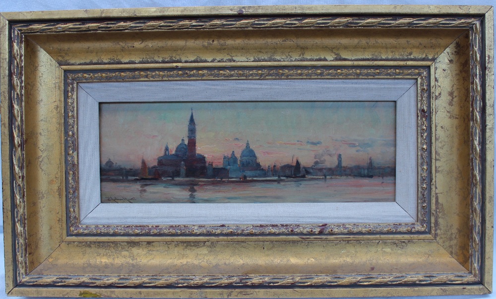 E Aubrey Hunt
Venice
Oil on board
Signed and inscribed verso, dated Aug. 1889
10 x 30cm CONDITION - Image 2 of 3