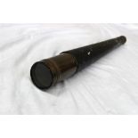 A brass one drawer telescope, with a bla