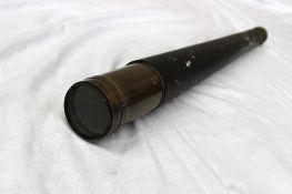 A brass one drawer telescope, with a bla
