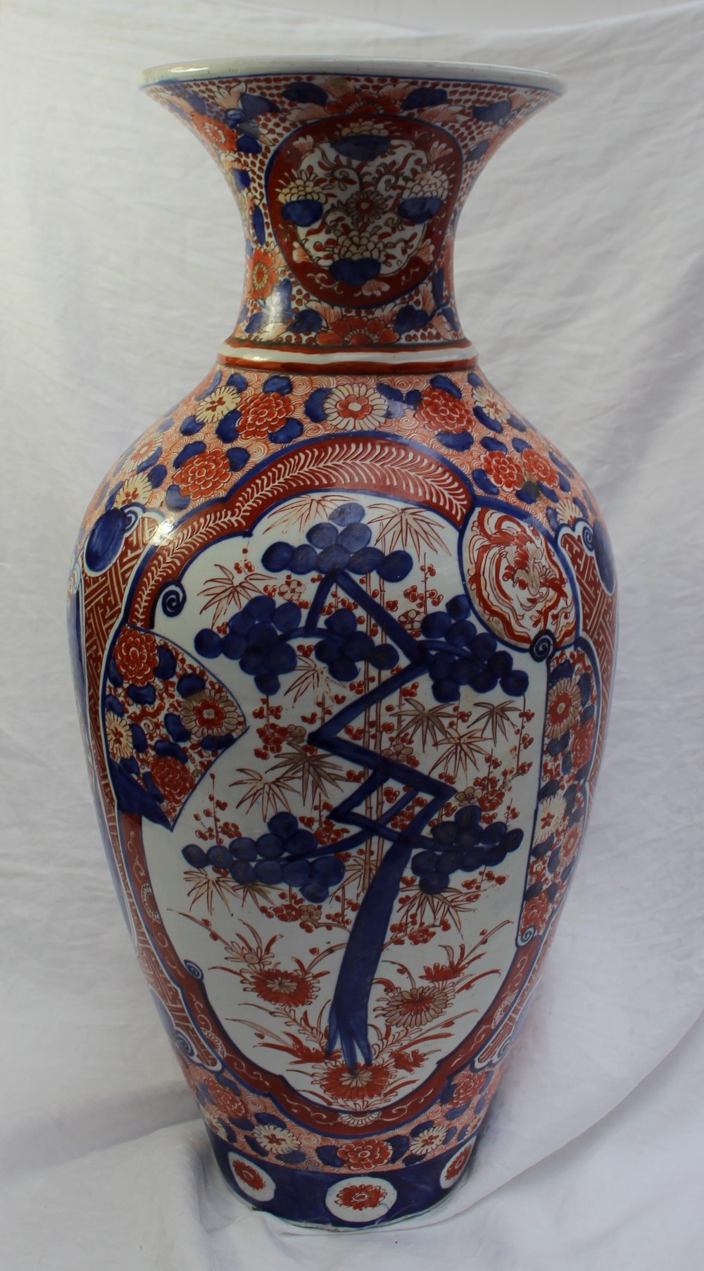 A large 19th century Japanese Imari porcelain baluster vase, decorated with prunus blossom and - Image 2 of 6