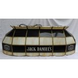 A black and white snooker table lamp, with stencil decoration for Jack Daniels, 104cm wide