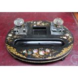 A Victorian papier mache desk standish o