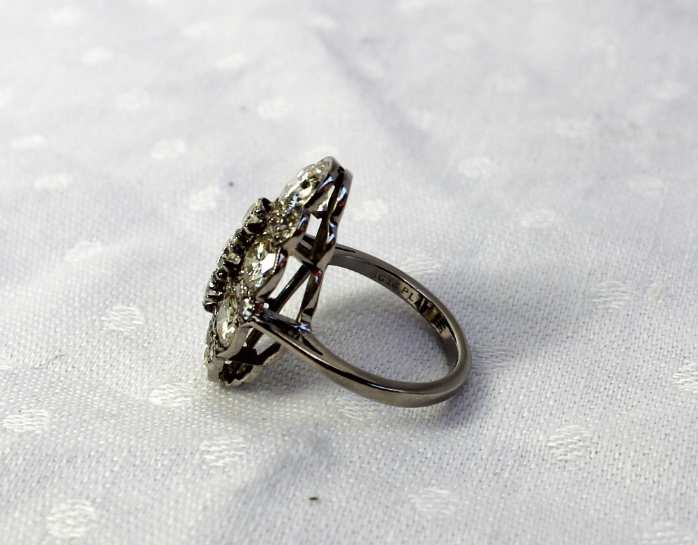 A diamond cluster ring, set with fifteen brilliant cut diamonds totalling approximately 4cts, to a - Image 6 of 6