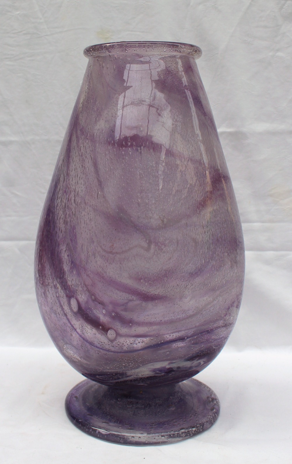 A Schneider Art glass vase, with purple swirling and bubble decoration, stencilled mark, 45cm