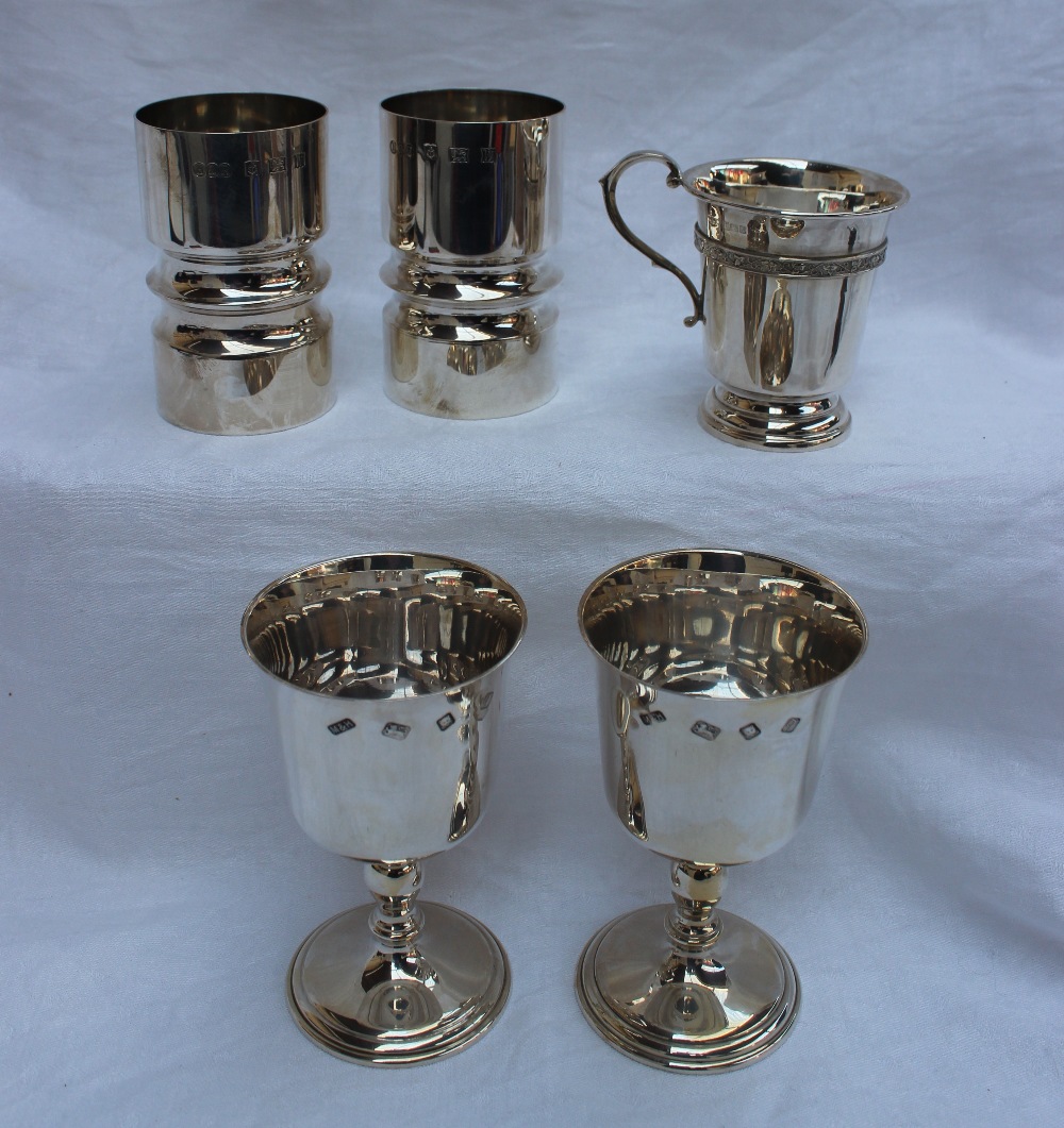 A pair of Elizabeth II silver goblets, L