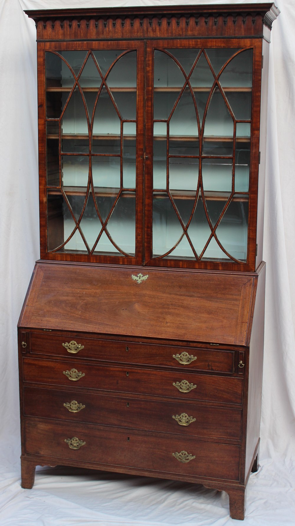 A George III mahogany bureau bookcase, t - Image 2 of 4