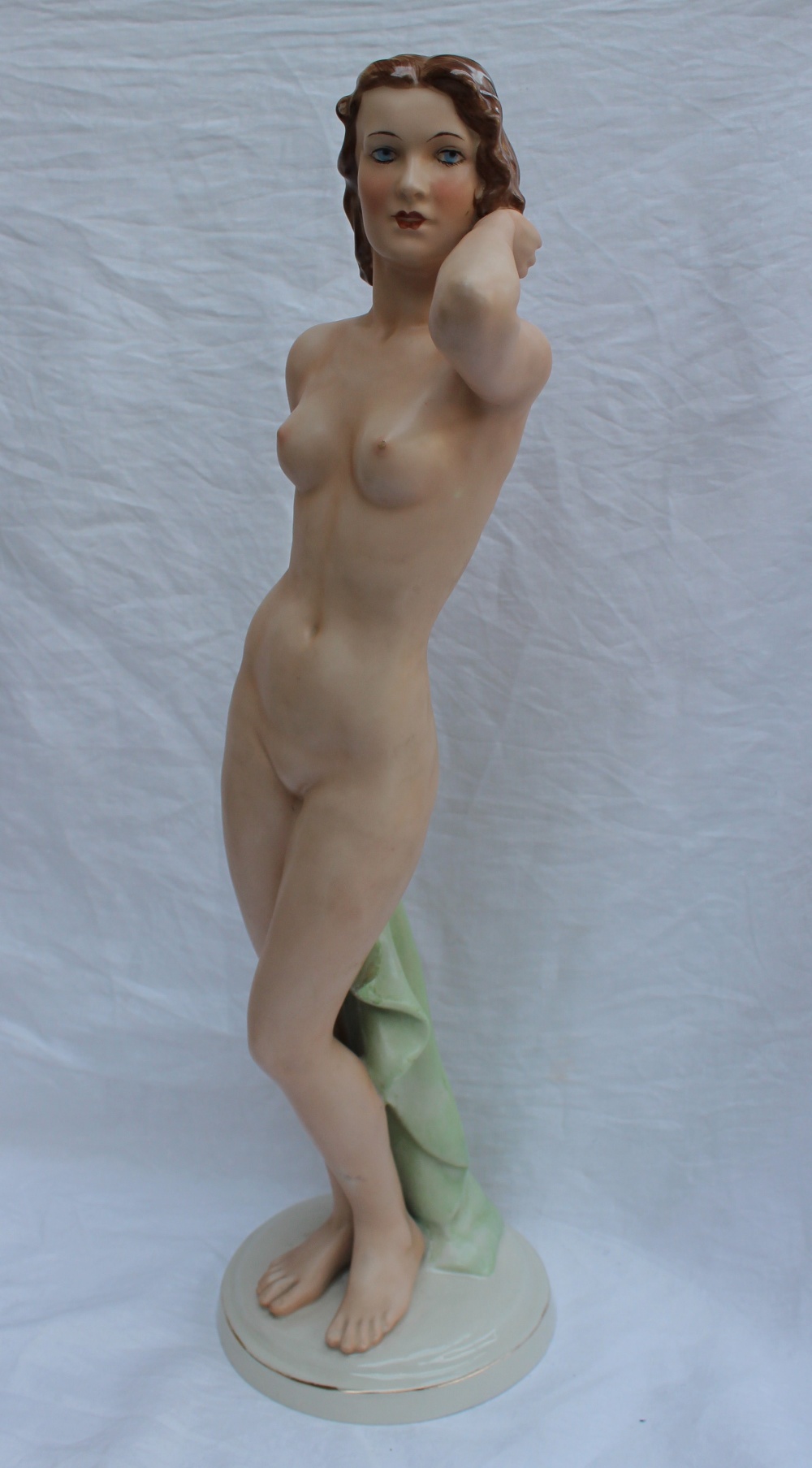 A Czechoslovakian pottery figure of nude maiden, 60cm high CONDITION REPORT: Restored