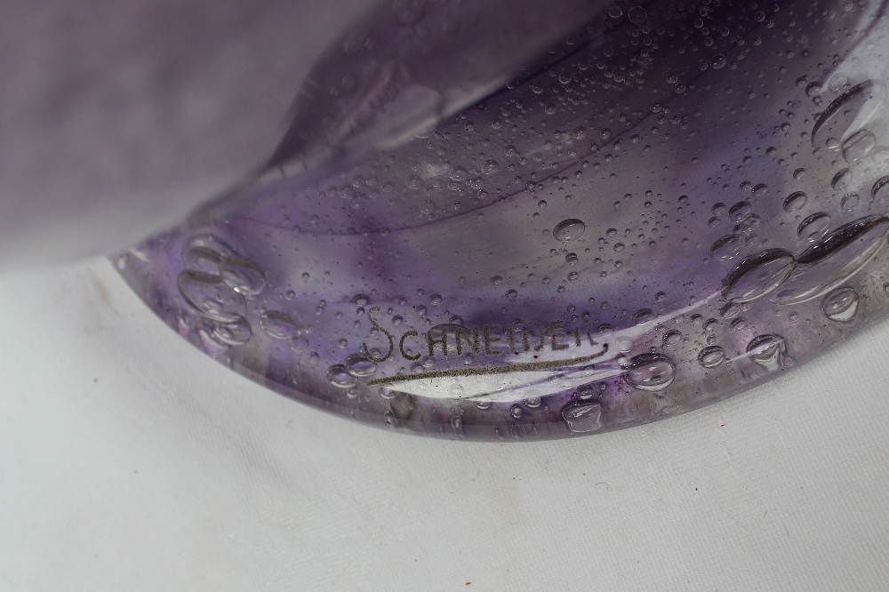 A Schneider Art glass vase, with purple swirling and bubble decoration, stencilled mark, 45cm - Image 3 of 5