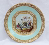 A Derby porcelain dessert plate painted in the manner of Richard Dodson, with a parrot and other