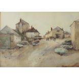 Eyres Simmons 
A coastal village street
Watercolour
Signed
29 x 41cm