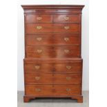 A George III mahogany chest on chest, the moulded cornice above two short and three long drawers,