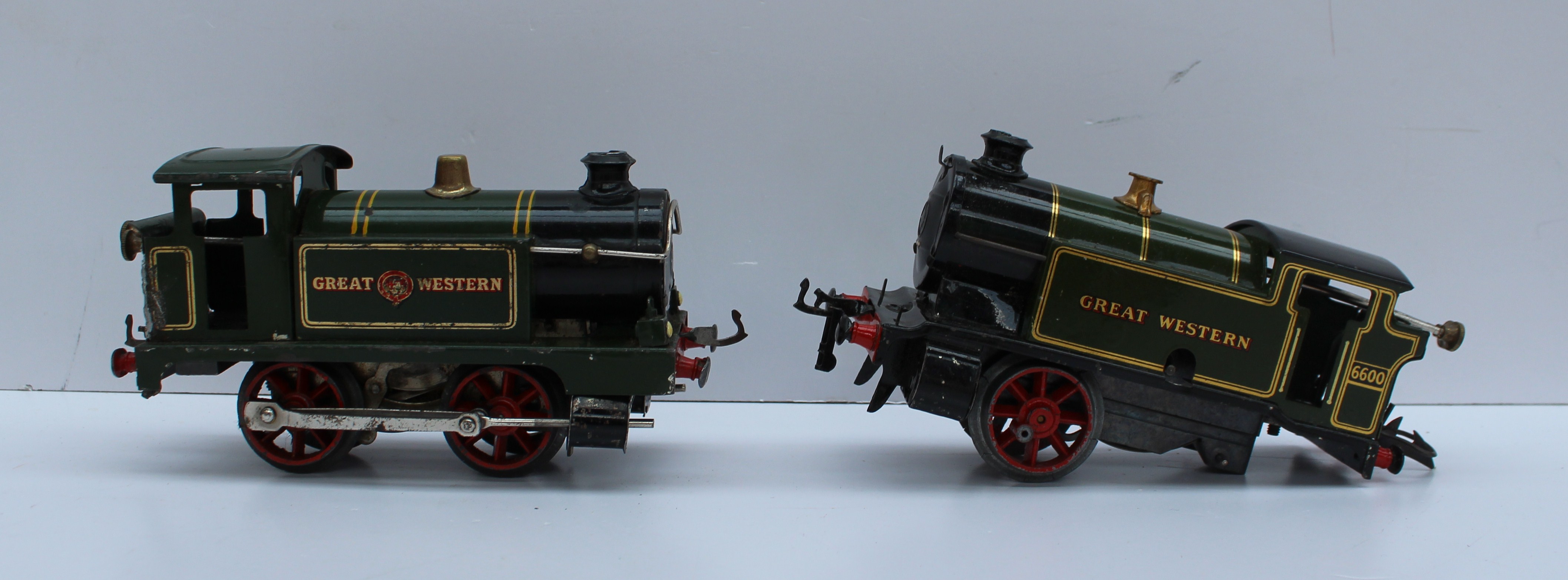 A collection of Hornby "O"gauge GWR tank locomotives, brake vans, coaches, No.