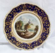 A Bloor Derby porcelain cabinet plate painted with a landscape entitled "View Near Derby", to a