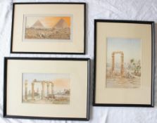 T H Stephenson
The pyramids
Watercolour
Signed
17 x 34cm
Together with two other watercolours of