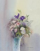 David Bellamy 
Still life study of a vase of flowers
Watercolour
Signed
22 x 19cm