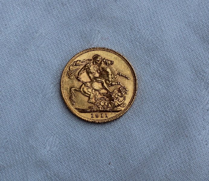 A George V gold sovereign dated 1911