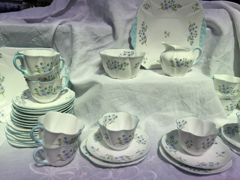 A Shelley Blue Rock pattern part tea set, comprising twelve tea cups, twelve saucers, twelve side - Image 2 of 5