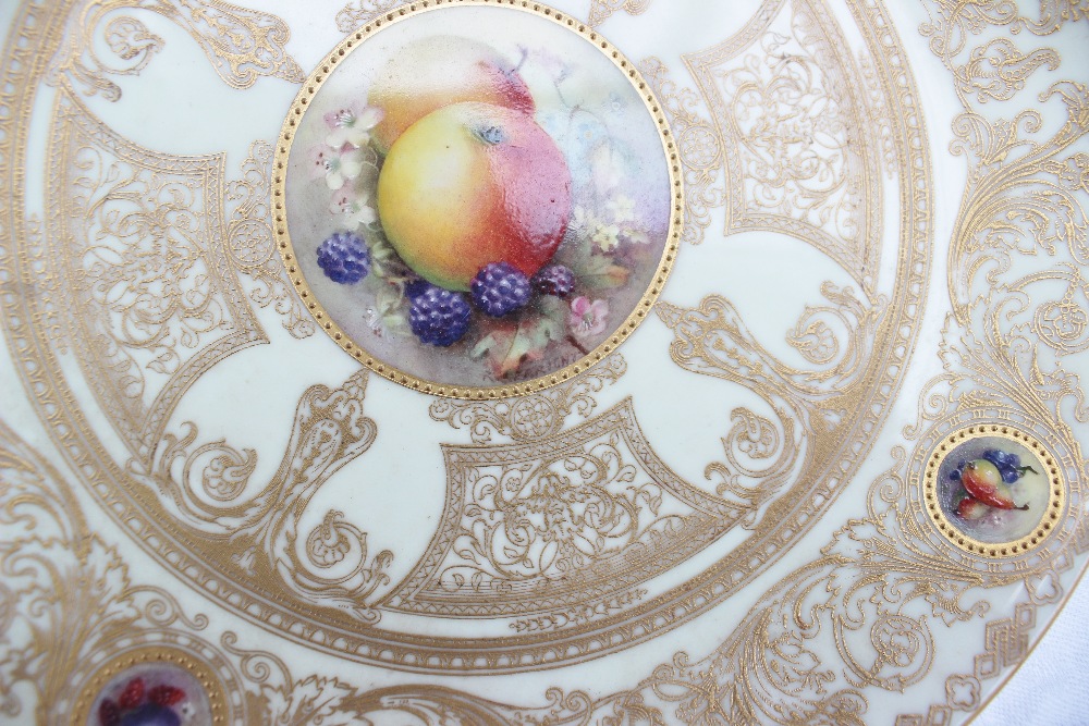 A Royal Worcester porcelain cabinet plate, painted to the centre with apples and blackberries, - Image 4 of 6