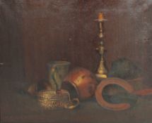 Ferdinand Cirel
Still life study of candlesticks and jugs etc
Oil on canvas
Signed
50 x 59.