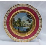 A Russian porcelain cabinet plate transfer and infil decorated with a view of Tauride palace, within