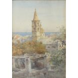 Edward H Fahey 
A continental town from the rooftop
Watercolour
Signed and dated 1890
54.
