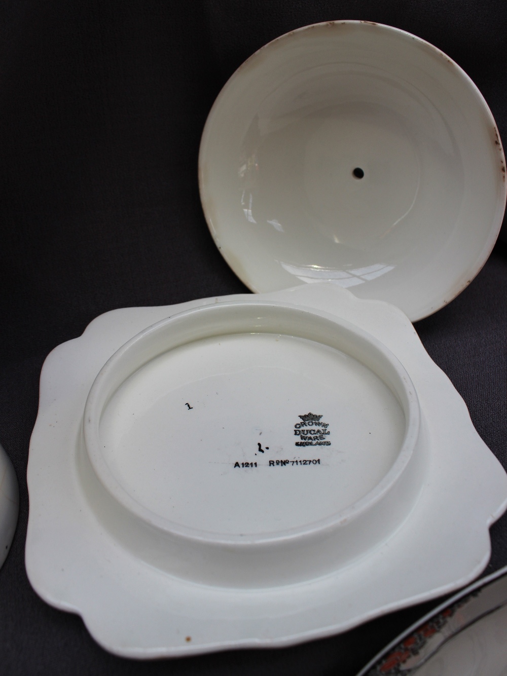 A Crown Ducal Orange tree pattern part tea set comprising a teapot, hot water jug, sugar bowl, - Image 2 of 3