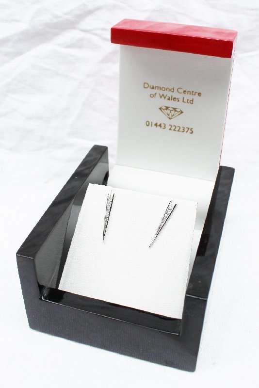 A pair of 18ct white gold earrings, - Image 4 of 5