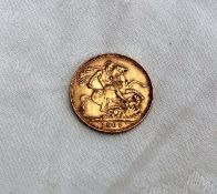 An Edward VII gold sovereign dated 1907
