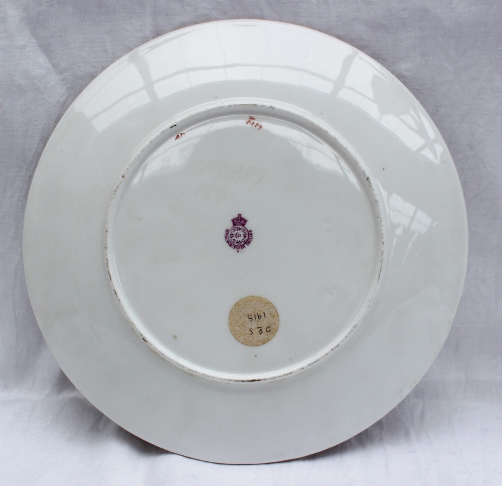 A Royal Worcester porcelain cabinet plate, painted to the centre with apples and blackberries, - Image 5 of 6