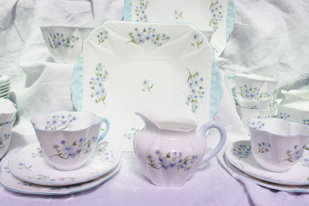 A Shelley Blue Rock pattern part tea set, comprising twelve tea cups, twelve saucers, twelve side - Image 3 of 5