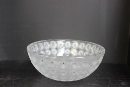 A Lalique Nemours pattern fruit bowl, with moulded decoration of flower heads, inscribed Lalique,