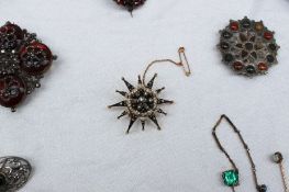 A diamond and enamel set star brooch together with assorted brooches, stick pins, cufflinks,