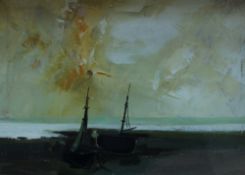 Colin Allen
Boats on a seashore
Oil on canvas
Howard Roberts Gallery label verso
25 x 34.