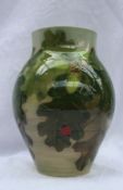 A Dennis China Works pottery baluster vase decorated in the Acorn pattern, impressed marks include