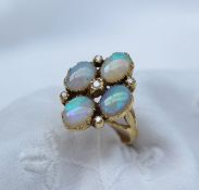 An opal and diamond dress ring,