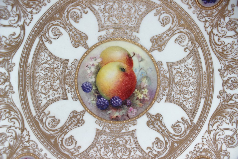 A Royal Worcester porcelain cabinet plate, painted to the centre with apples and blackberries, - Image 3 of 6