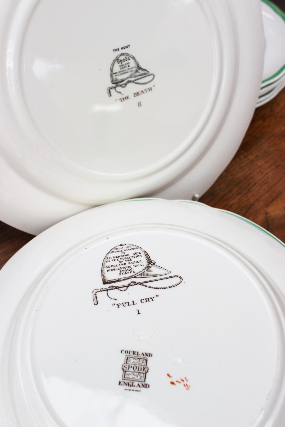A Spode part Dinner Service transfer printed and infill decorated with scenes from "The Hunt" from - Image 4 of 5