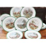 A Spode part Dinner Service transfer printed and infill decorated with scenes from "The Hunt" from