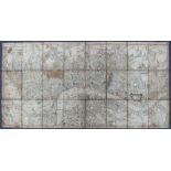 A folding map backed onto canvas "A plan of London and Westminster with the Borough of Southwark,
