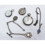 A continental white metal open faced pocket watch,