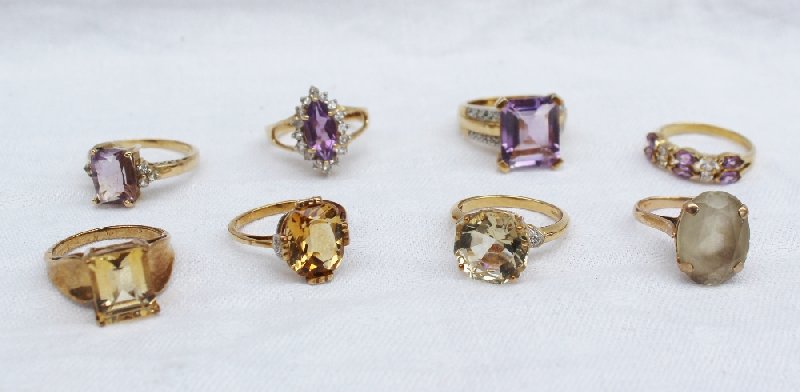 A 9ct yellow gold amethyst and topaz dress ring together with a citrine dress ring, - Image 2 of 3